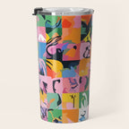 Life On a Checkboard, Abstract Maximalism Eclectic Painting, Bohemian Pop of Color Illustration  Travel Mug Gallery Image 3