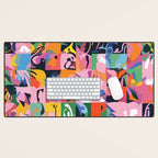 Life On a Checkboard, Abstract Maximalism Eclectic Painting, Bohemian Pop of Color Illustration  Desk Mat Gallery Image 1
