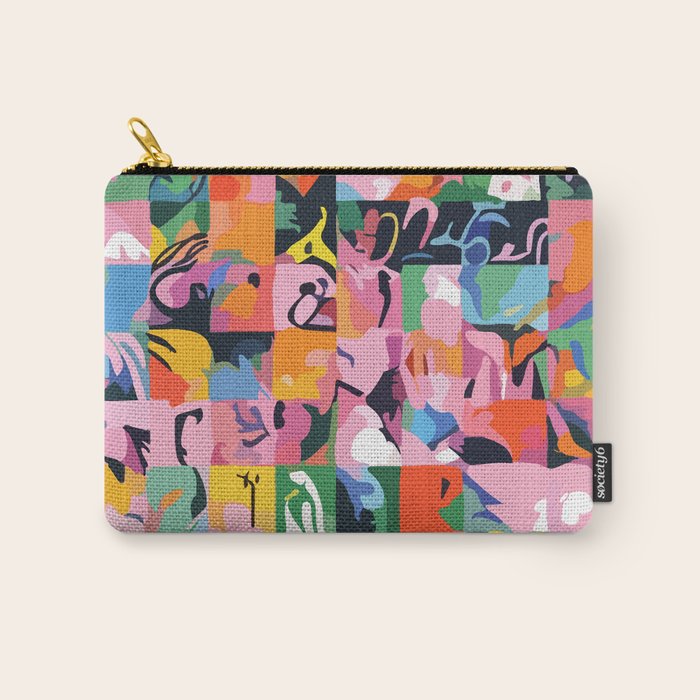 Life On a Checkboard, Abstract Maximalism Eclectic Painting, Bohemian Pop of Color Illustration  Carry All Pouch Gallery Image 1