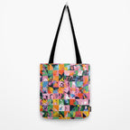 Life On a Checkboard, Abstract Maximalism Eclectic Painting, Bohemian Pop of Color Illustration  Tote Bag Gallery Image 2