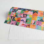 Life On a Checkboard, Abstract Maximalism Eclectic Painting, Bohemian Pop of Color Illustration  Wrapping Paper Gallery Image 2