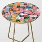 Life On a Checkboard, Abstract Maximalism Eclectic Painting, Bohemian Pop of Color Illustration  Side Table Gallery Image 2