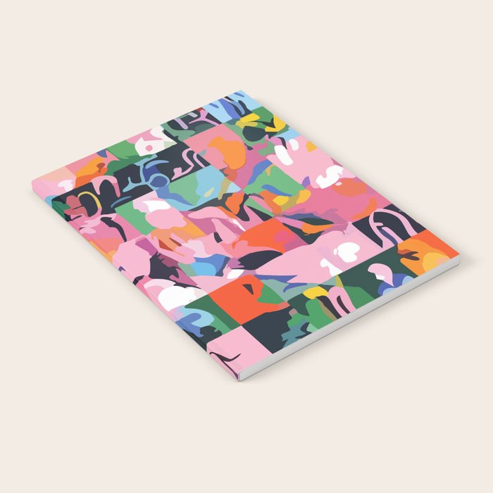 Life On a Checkboard, Abstract Maximalism Eclectic Painting, Bohemian Pop of Color Illustration  Notebook Gallery Image 2