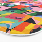 Life On a Checkboard, Abstract Maximalism Eclectic Painting, Bohemian Pop of Color Illustration  Bath Mat Gallery Image 3