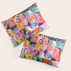 Life On a Checkboard, Abstract Maximalism Eclectic Painting, Bohemian Pop of Color Illustration  Pillow Sham Gallery Image 3