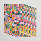 Life On a Checkboard, Abstract Maximalism Eclectic Painting, Bohemian Pop of Color Illustration  Wrapping Paper Gallery Image 3