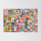 Life On a Checkboard, Abstract Maximalism Eclectic Painting, Bohemian Pop of Color Illustration  Rug Gallery Image 2