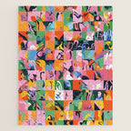 Life On a Checkboard, Abstract Maximalism Eclectic Painting, Bohemian Pop of Color Illustration  Jigsaw Puzzle Gallery Image 1