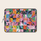 Life On a Checkboard, Abstract Maximalism Eclectic Painting, Bohemian Pop of Color Illustration  Laptop Sleeve Gallery Image 1