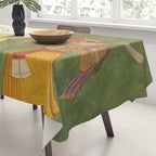 Woman gazing at warrior Indian Painted Illustration Tablecloth Gallery Image 3