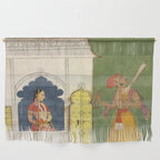 Woman gazing at warrior Indian Painted Illustration Wall Hanging Gallery Image 1