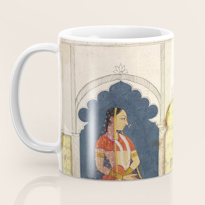 Woman gazing at warrior Indian Painted Illustration Coffee Mug Gallery Image 3