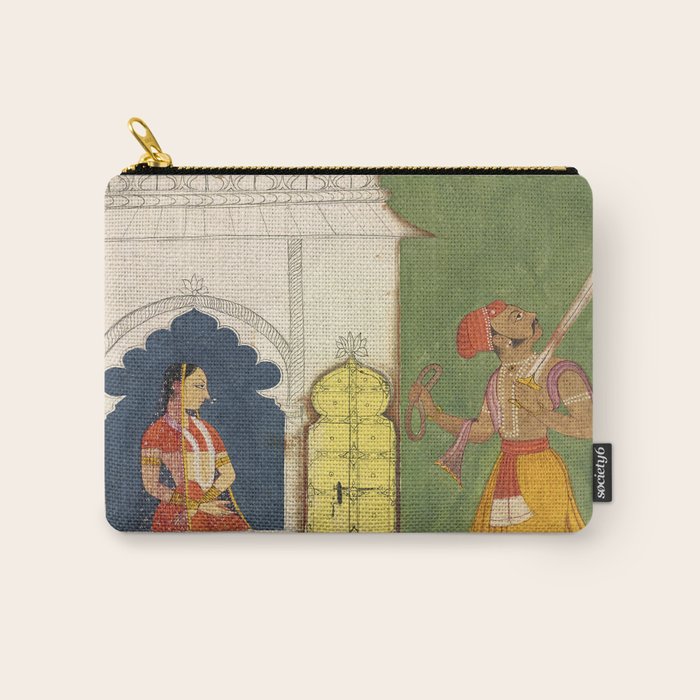 Woman gazing at warrior Indian Painted Illustration Carry All Pouch Gallery Image 1