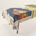 Woman gazing at warrior Indian Painted Illustration Tablecloth Gallery Image 1