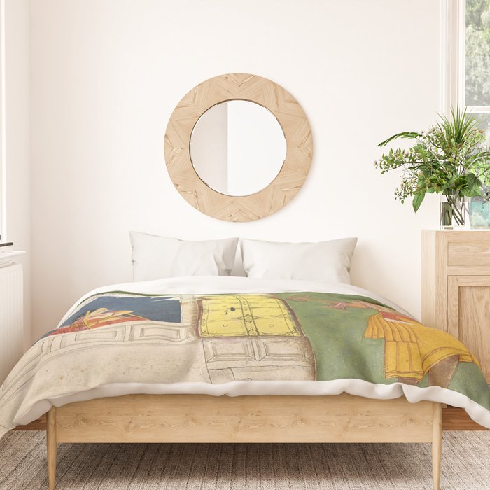 Woman gazing at warrior Indian Painted Illustration Duvet Cover Gallery Image 3