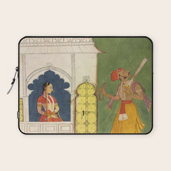 Woman gazing at warrior Indian Painted Illustration Laptop Sleeve Gallery Image 1