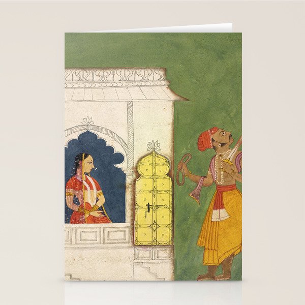Woman gazing at warrior Indian Painted Illustration Stationery Card Gallery Image 2