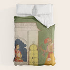 Woman gazing at warrior Indian Painted Illustration Duvet Cover Gallery Image 6