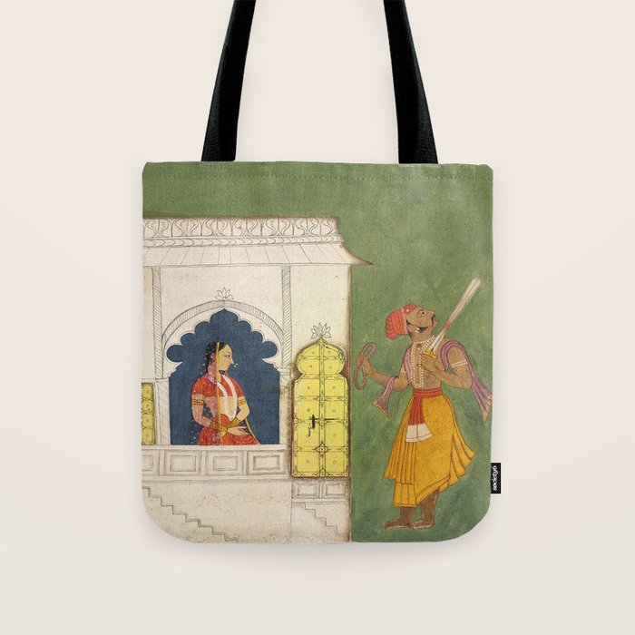 Woman gazing at warrior Indian Painted Illustration Tote Bag Gallery Image 1