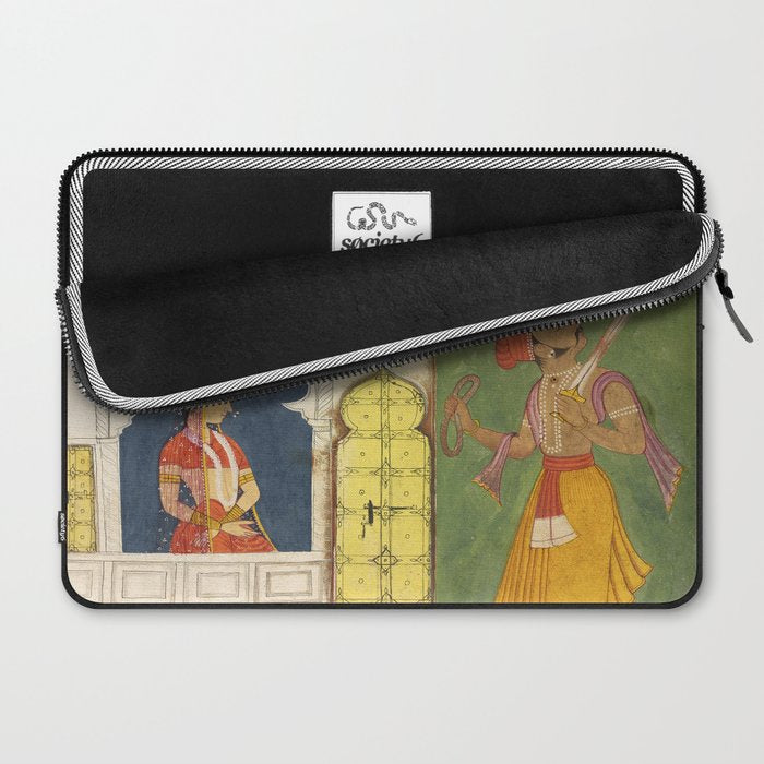 Woman gazing at warrior Indian Painted Illustration Laptop Sleeve Gallery Image 2