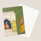 Woman gazing at warrior Indian Painted Illustration Stationery Card Gallery Image 2