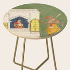 Woman gazing at warrior Indian Painted Illustration Side Table Gallery Image 2