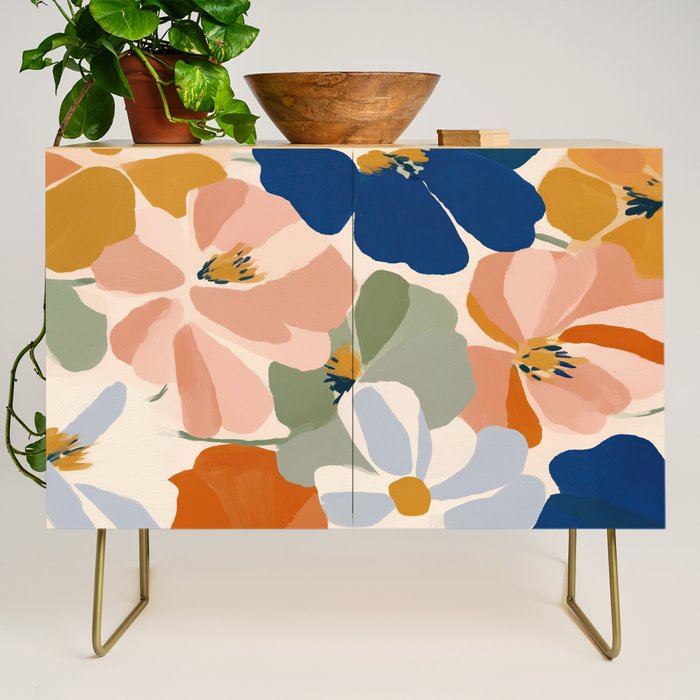 Soft Abstract Floral Garden I Credenza Gallery Image 1