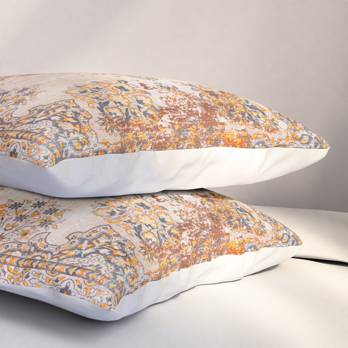 Orange Vintage Rug Design Pillow Sham Gallery Image 3