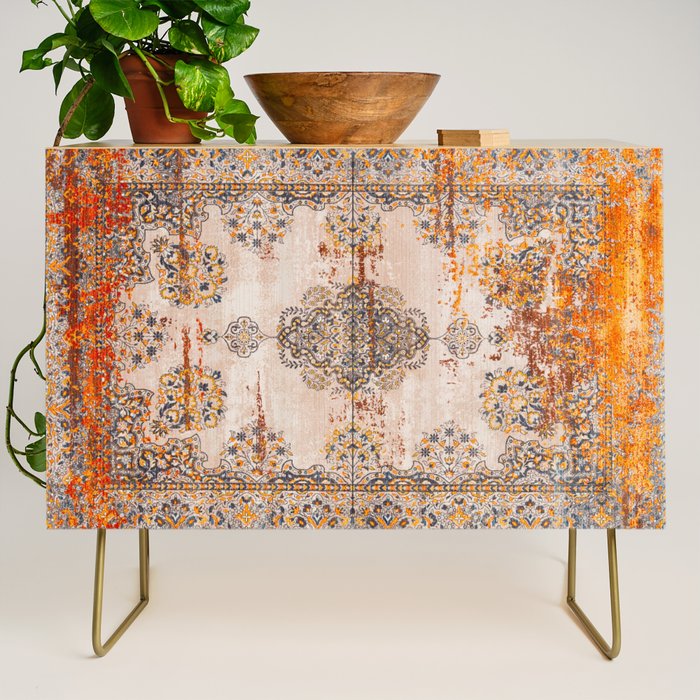 Orange Vintage Rug Design Credenza Gallery Image 1