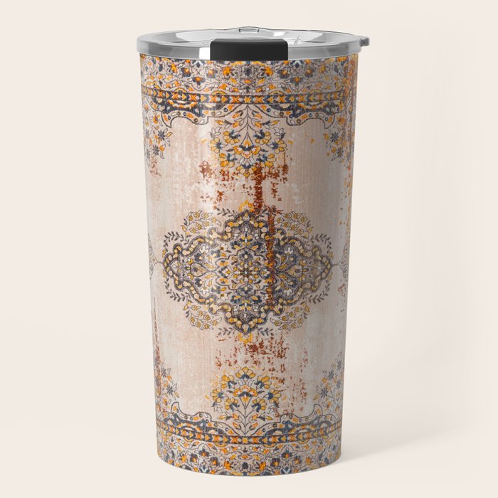 Orange Vintage Rug Design Travel Mug Gallery Image 1