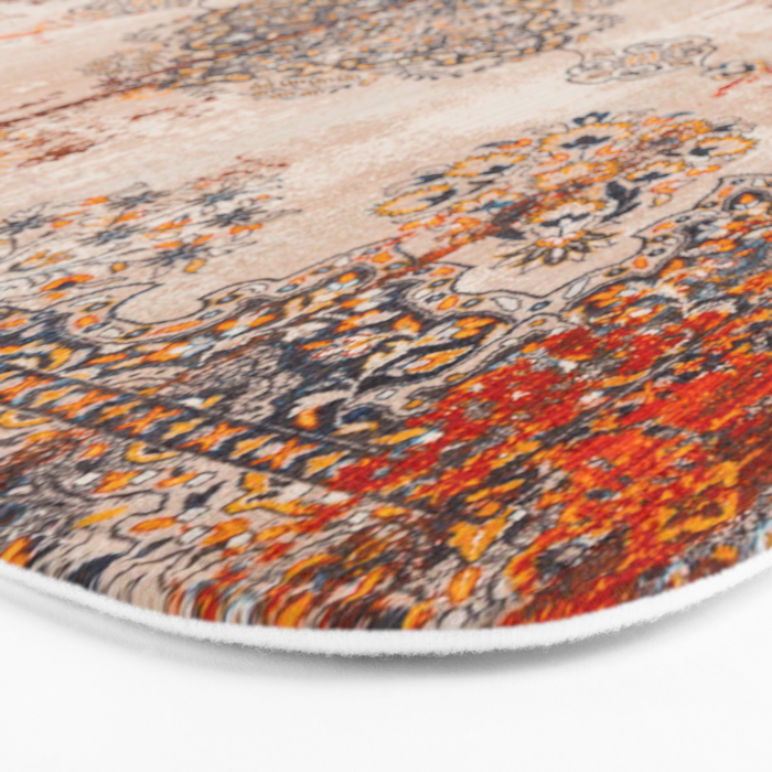 Orange Vintage Rug Design Bath Mat Gallery Image 3