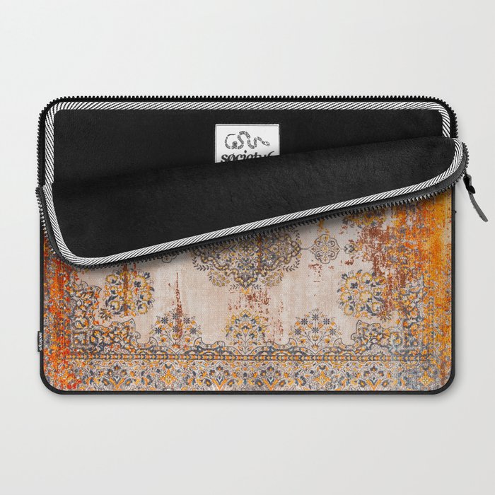 Orange Vintage Rug Design Laptop Sleeve Gallery Image 2