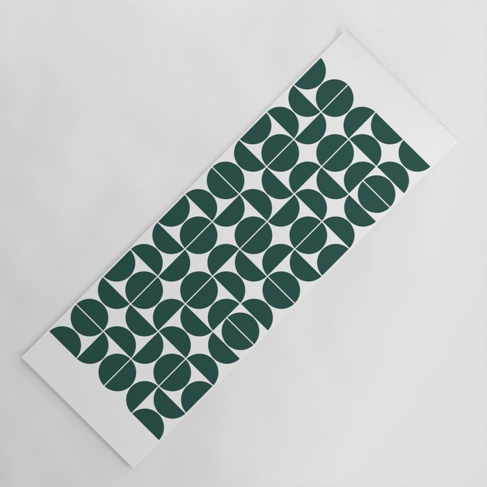 Mid Century Modern Geometric 04 Dark Green Yoga Mat Gallery Image 1