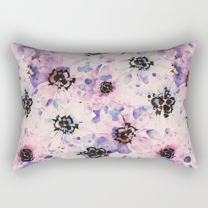 Abstract flowered paint modern Rectangular Pillow Gallery Image 2