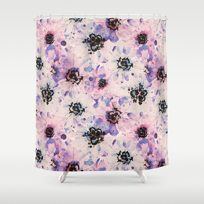 Abstract flowered paint modern Shower Curtain Gallery Image 1