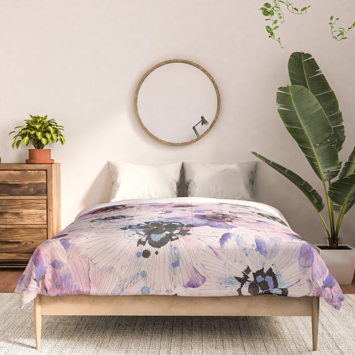 Abstract flowered paint modern Comforter Gallery Image 3