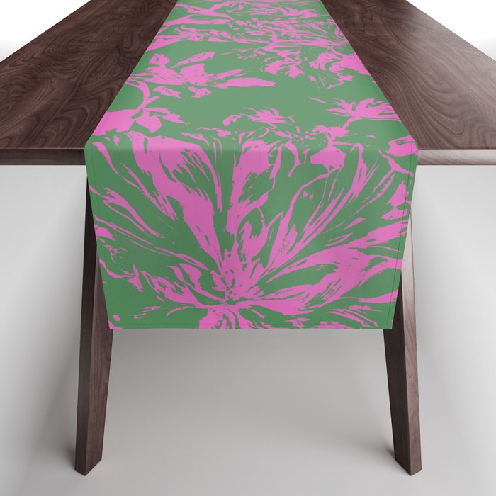 Pink petals on green Table Runner Gallery Image 1