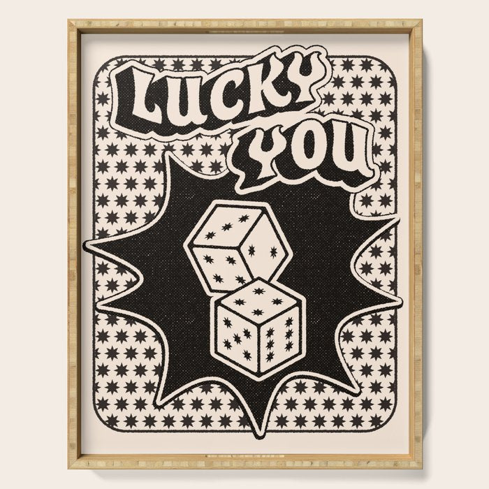 Lucky You Dice in Black and White Serving Tray Gallery Image 1