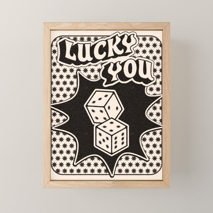 Lucky You Dice in Black and White Mini Art Print Gallery Image 1