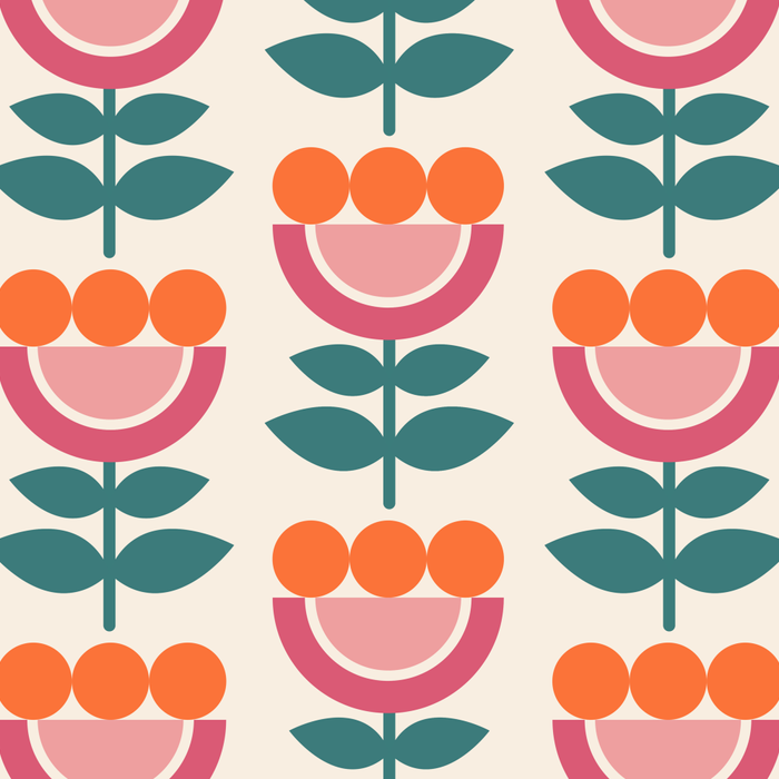 Scandinavian Floral Pattern, Teal, Orange and Pink, Retro Flowers 4 Coffee Mug Gallery Image 2