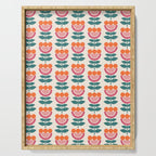 Scandinavian Floral Pattern, Teal, Orange and Pink, Retro Flowers 4 Serving Tray Gallery Image 1