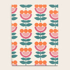 Scandinavian Floral Pattern, Teal, Orange and Pink, Retro Flowers 4 Notebook Gallery Image 4