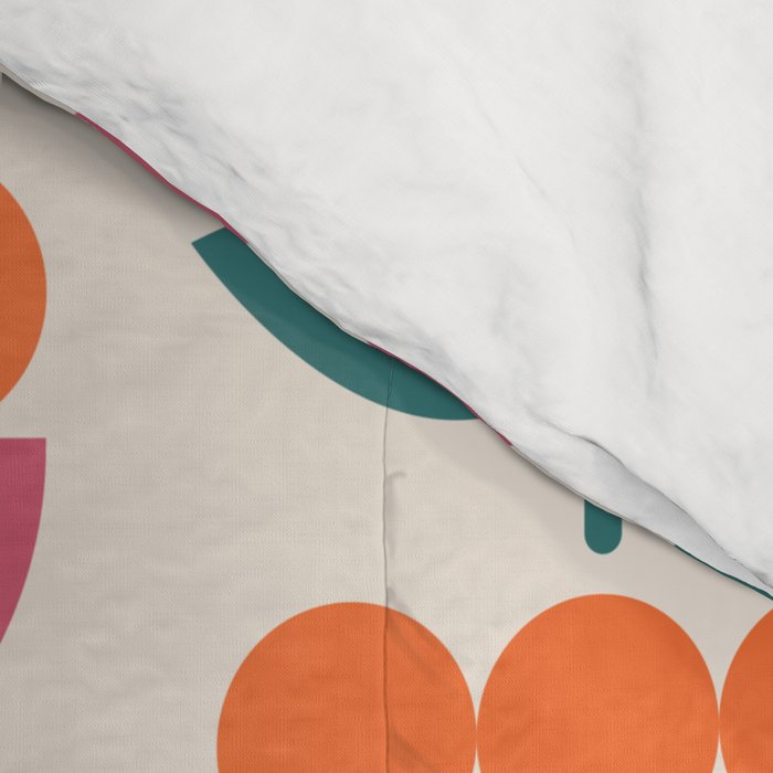 Scandinavian Floral Pattern, Teal, Orange and Pink, Retro Flowers 4 Comforter Gallery Image 4