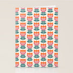 Scandinavian Floral Pattern, Teal, Orange and Pink, Retro Flowers 4 Stationery Card Gallery Image 2