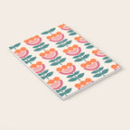 Scandinavian Floral Pattern, Teal, Orange and Pink, Retro Flowers 4 Notebook Gallery Image 3