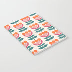Scandinavian Floral Pattern, Teal, Orange and Pink, Retro Flowers 4 Notebook Gallery Image 2