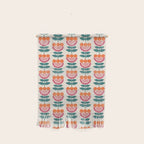 Scandinavian Floral Pattern, Teal, Orange and Pink, Retro Flowers 4 Wall Hanging Gallery Image 1