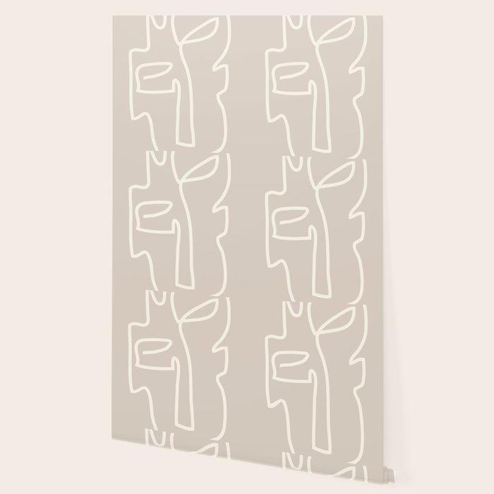 Abstract line art / Face/beige Wallpaper Gallery Image 2