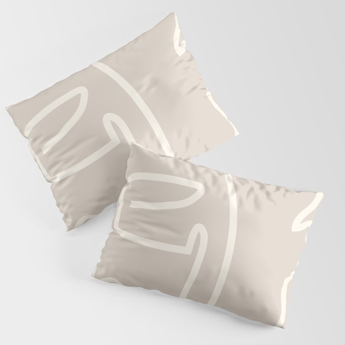 Abstract line art / Face/beige Pillow Sham Gallery Image 3