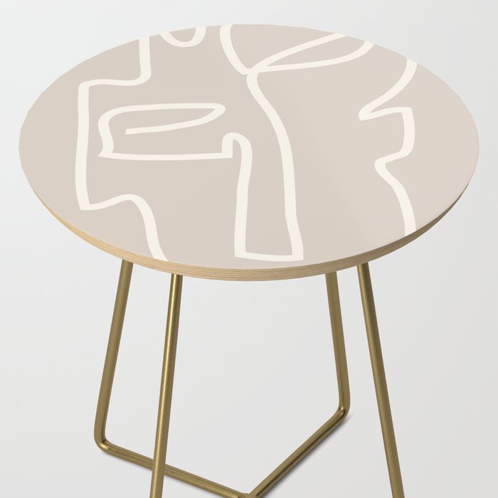 Abstract line art / Face/beige Side Table Gallery Image 2